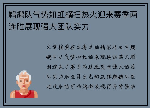 鹈鹕队气势如虹横扫热火迎来赛季两连胜展现强大团队实力
